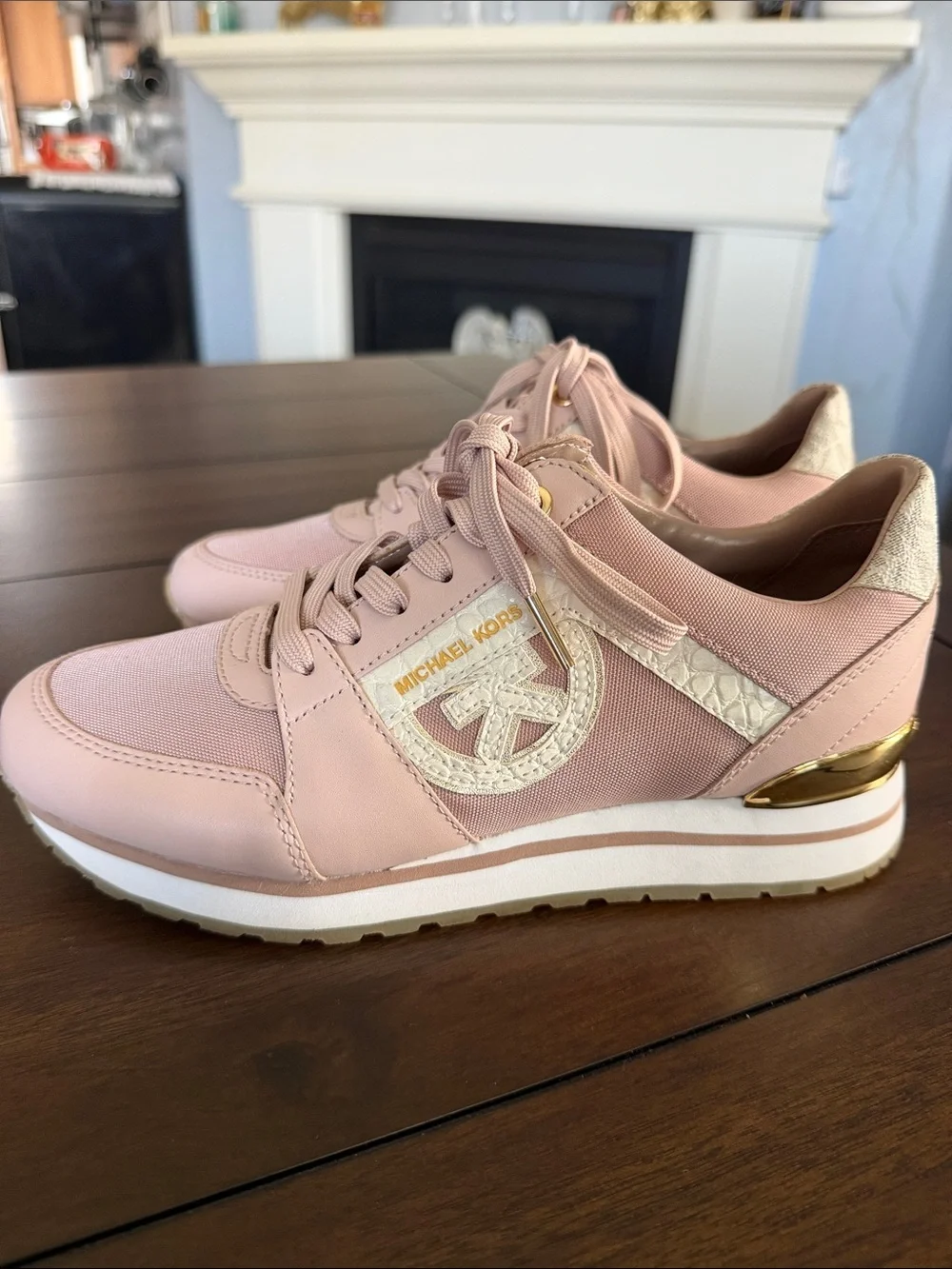 Michael Kors Women's Pink Leather Platform Sneakers